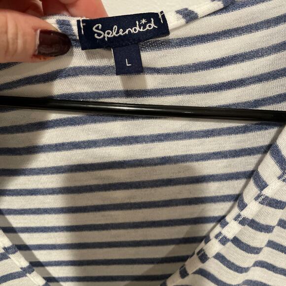 Splendid blue and white all day hoodie coverup light sweater large - Picture 5 of 7